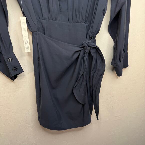 NWT Anthropologie Ronny Kobo Andes Charcoal Navy Utility Mini Wrap Dress Medium - Picture 4 of 16